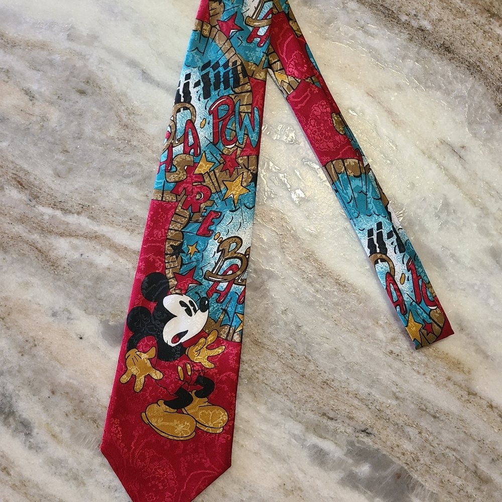 Vintage Mickey Mouse Unlimited Pow‎ Stars Neck Tie Retired